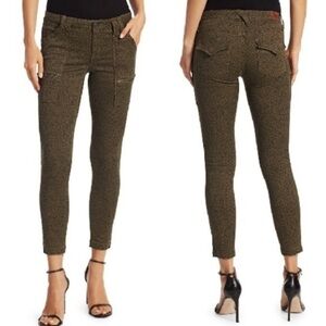Joie Women’s Leopard Print Skinny Jeans Split Zip Hem in French Army Sz 26